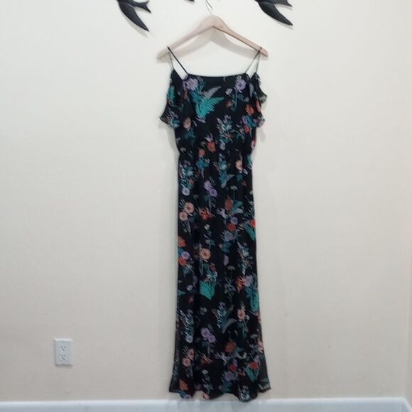 NEW!  Do+Be Ruffle Cold Shoulder Elastic Waist Floral Print Maxi Dress - S - Picture 9 of 9